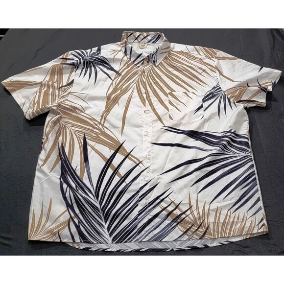 Unbranded Other - Mens 3XL Multicolor Button Up Shirt Short Sleeve with Palm Leaves Design